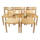 Ensemble de cinq chaises de salle à manger modèle 401 en chêne par Jørgen H. Møller
