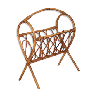 Vintage rattan magazine rack