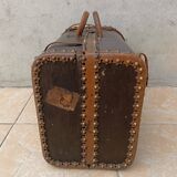 Antique wooden and leather travel trunk