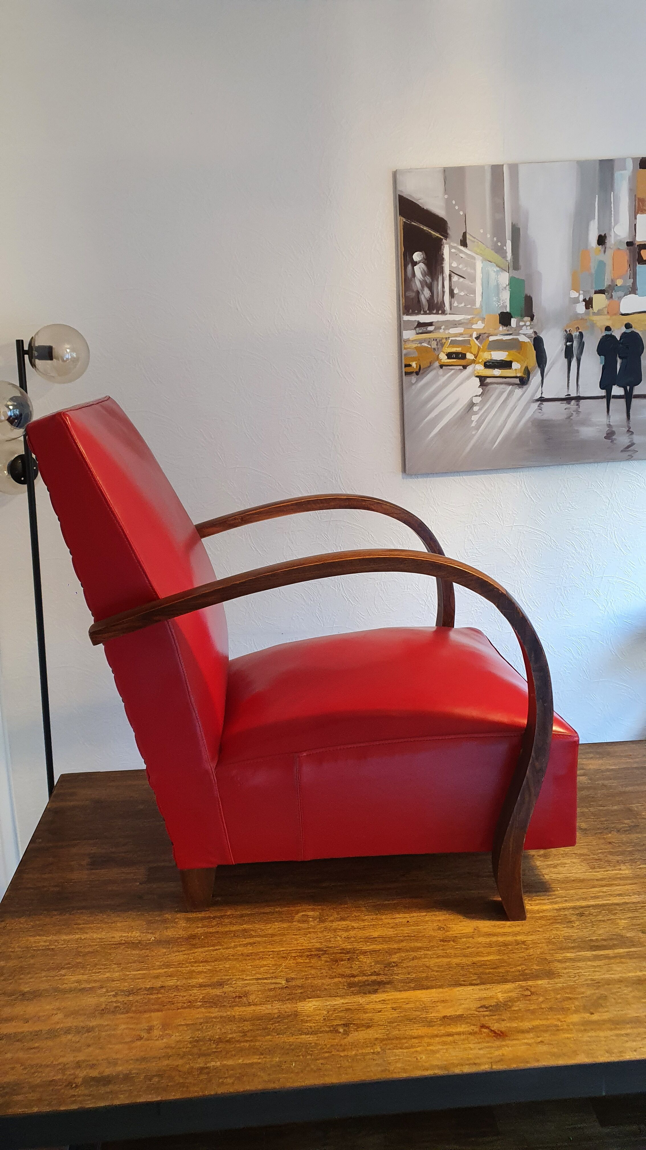 Armchair art deco skaï red