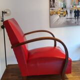 Armchair art deco skaï red