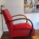 Fauteuil art deco skaï rouge