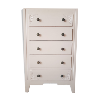 Carved chest vintage beige