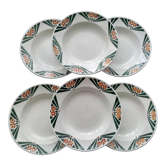 Set of 6 hollow plates in faience Labrut Frères Model Art Deco Tours