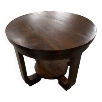 Table basse ronde en guéridon et acajou