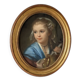 Portrait of a young girl in pastel from the 19th century.