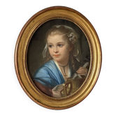 Portrait of a young girl in pastel from the 19th century.
