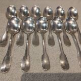 11 silver-plated dessert spoons by Christofle, Cluny pattern, striped
