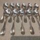 11 silver-plated dessert spoons by Christofle, Cluny pattern, striped