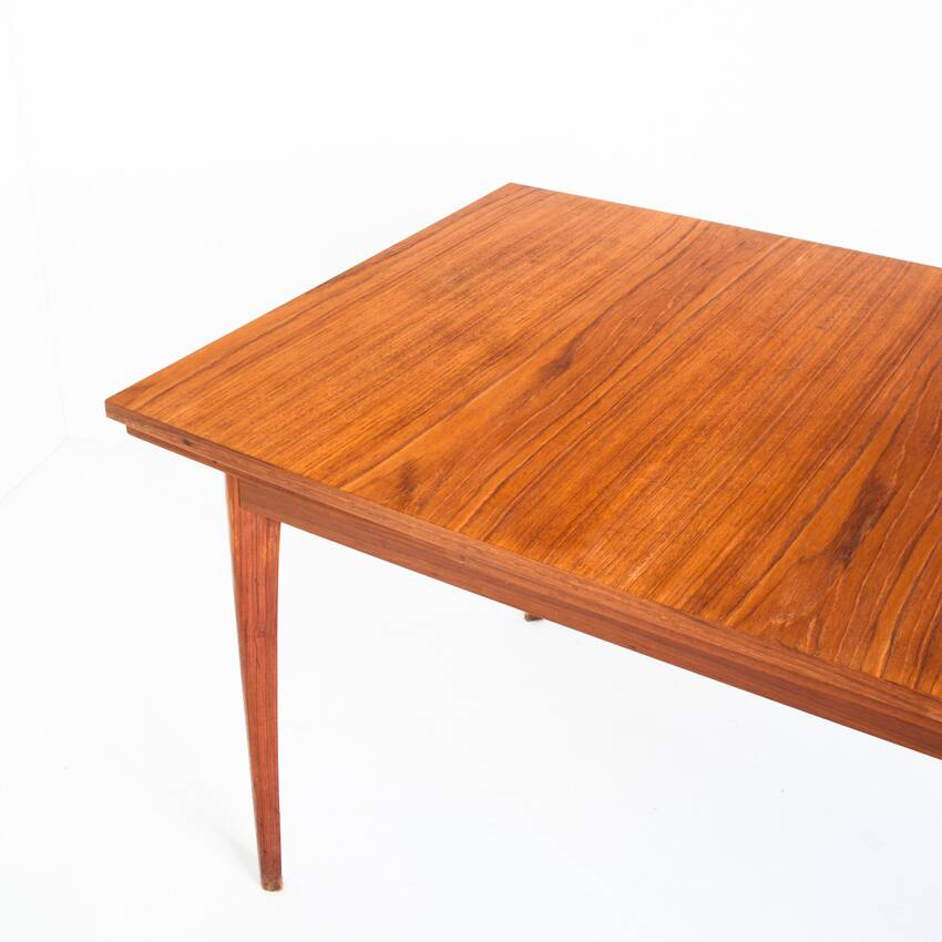 Dining table with two teak extensions. Scandinavian style. Vintage. France 1960s.
