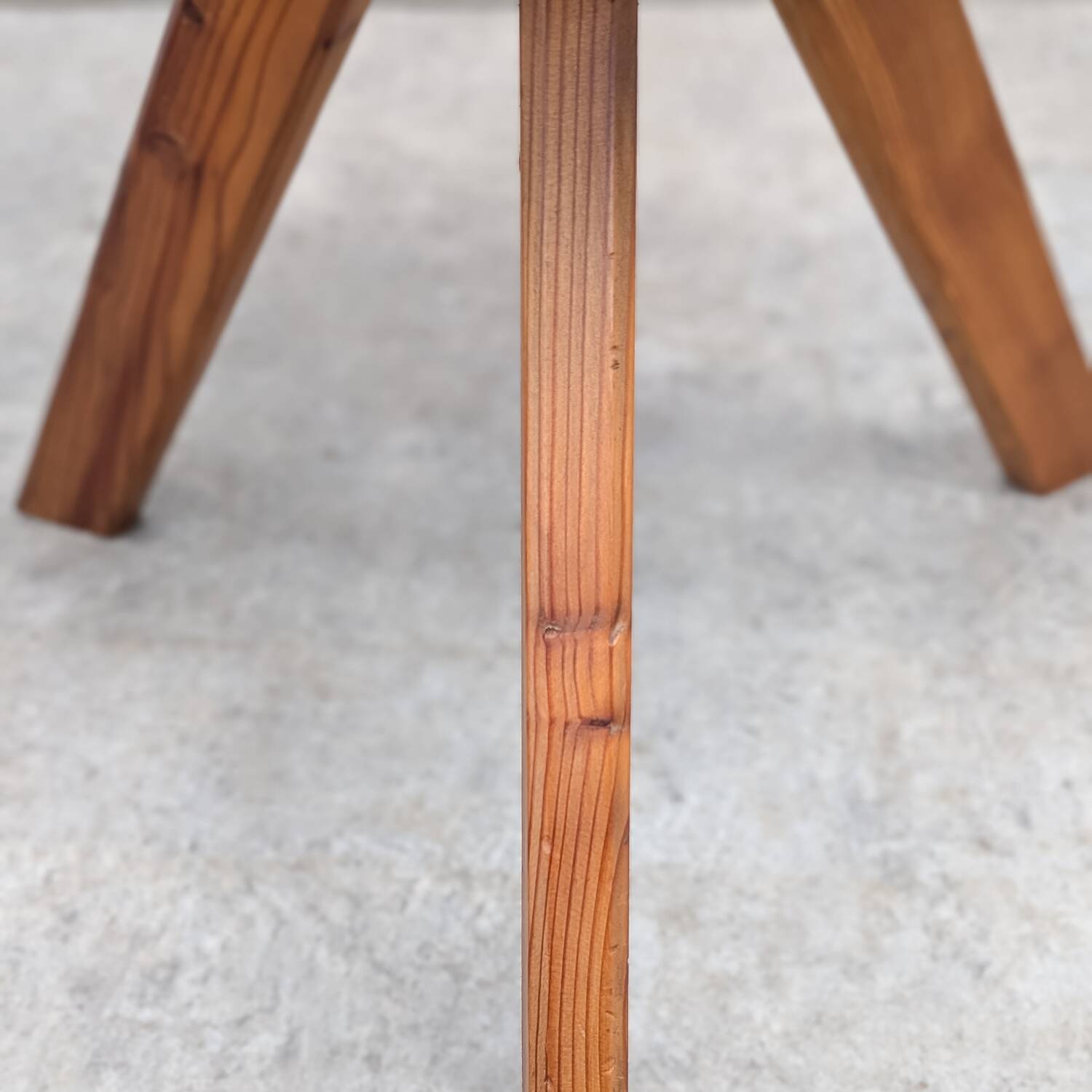French Brutalist Pine Side Table, 1970s