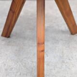 French Brutalist Pine Side Table, 1970s