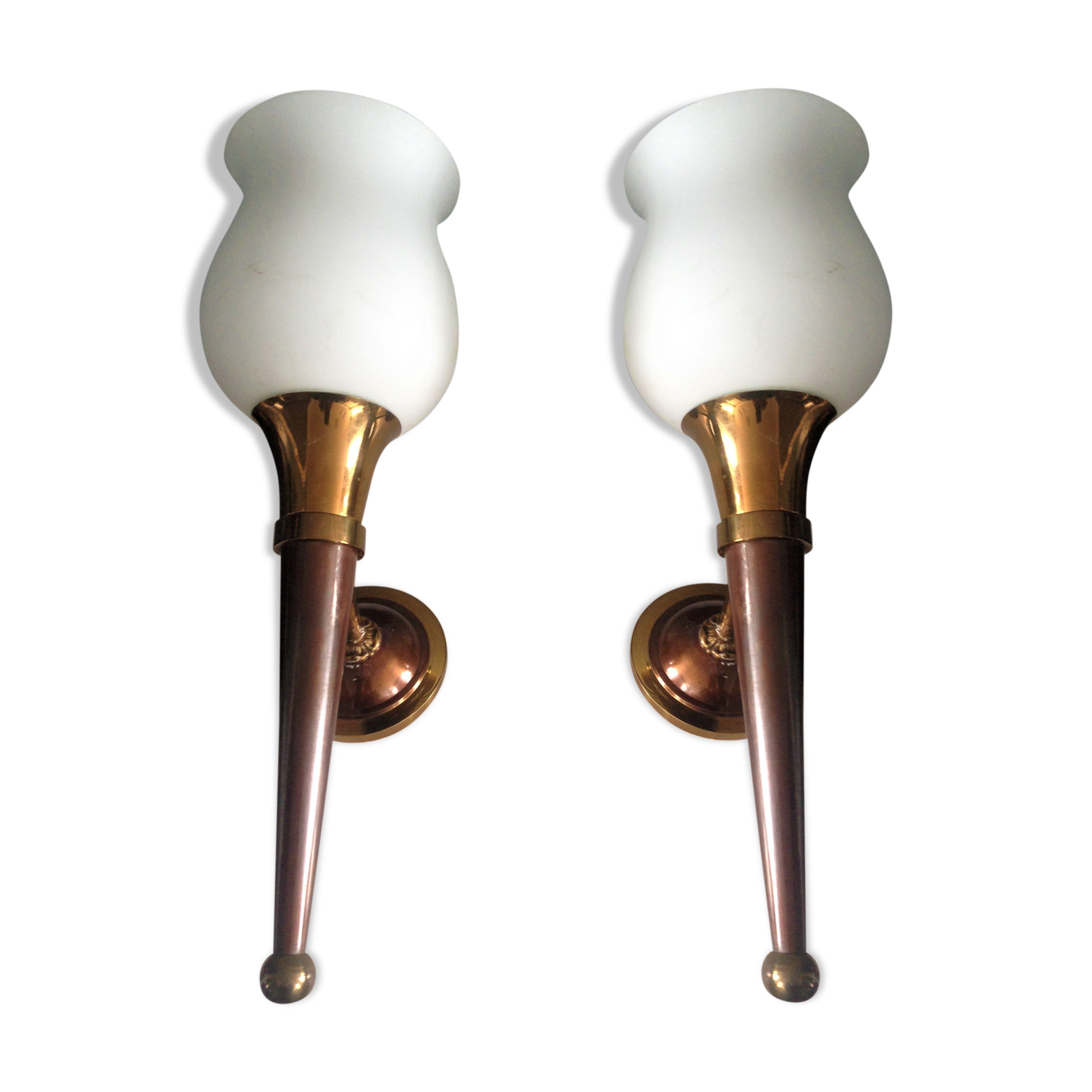 Pair of torch wall lamps