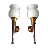 Pair of torch wall lamps