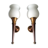 Pair of torch wall lamps