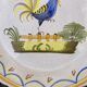 Quimper plate signed with rooster decoration in yellow enamelled ceramic old