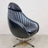 Vintage black leatherette swivel chair 'Mad men style'