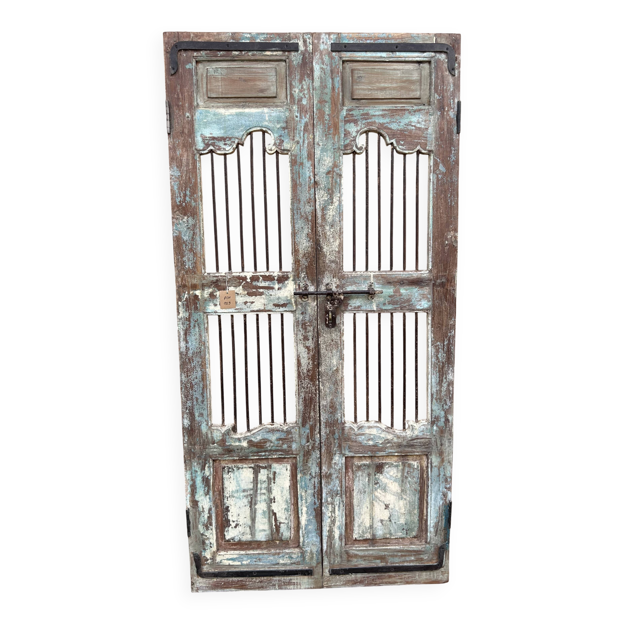 Art Deco patio door in Burmese teak with original patina.