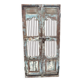 Art Deco patio door in Burmese teak with original patina.