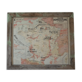 School agriculture map and wines of France-framed