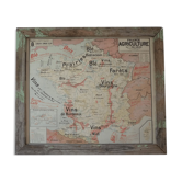 School agriculture map and wines of France-framed