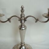 Candle holder 2 english branches in silver metal early twentieth century