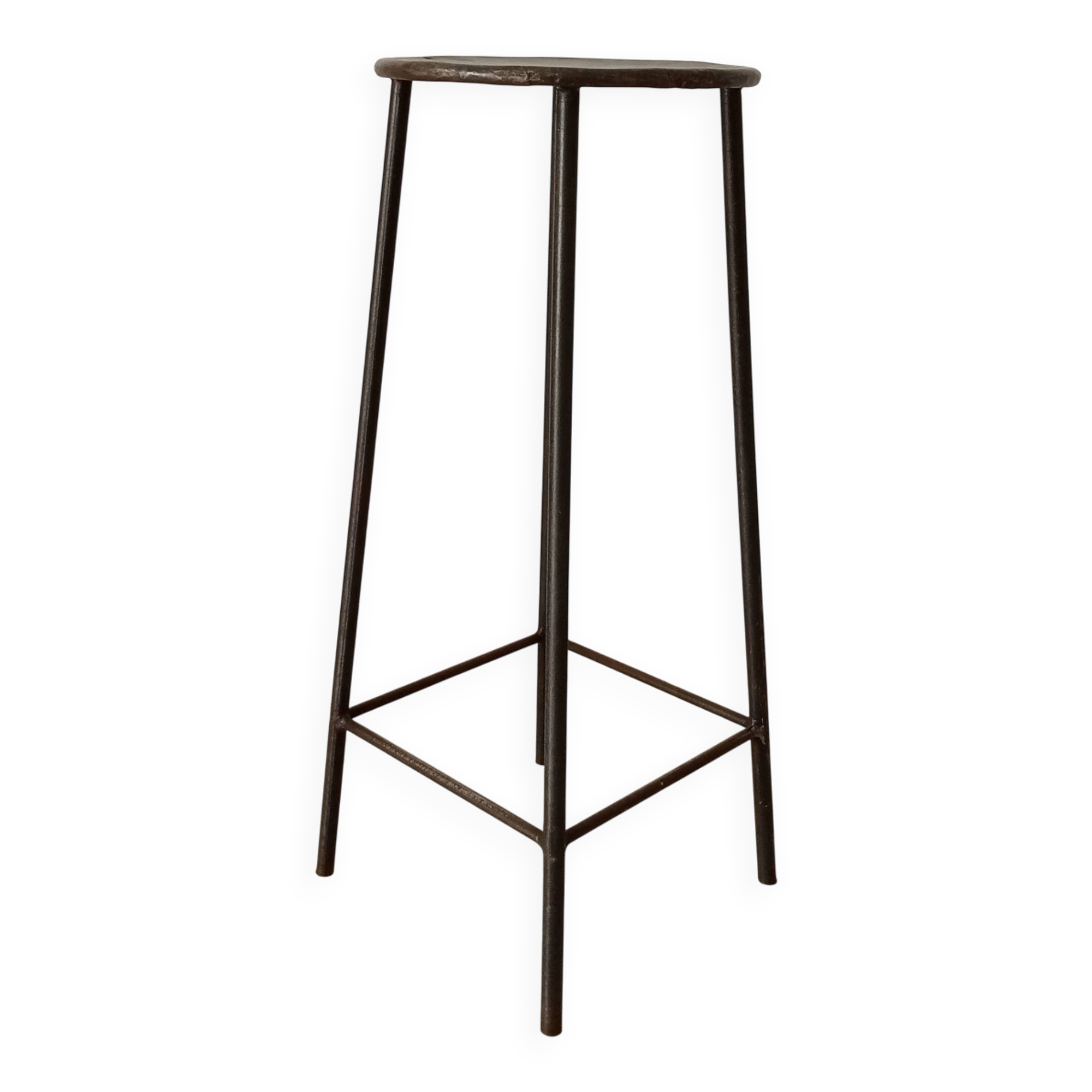 Brutalist high stool from the 1960s in solid steel.
