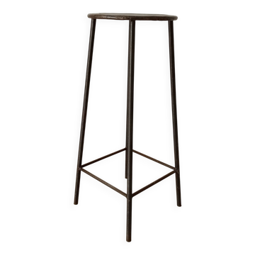 Brutalist high stool from the 1960s in solid steel.