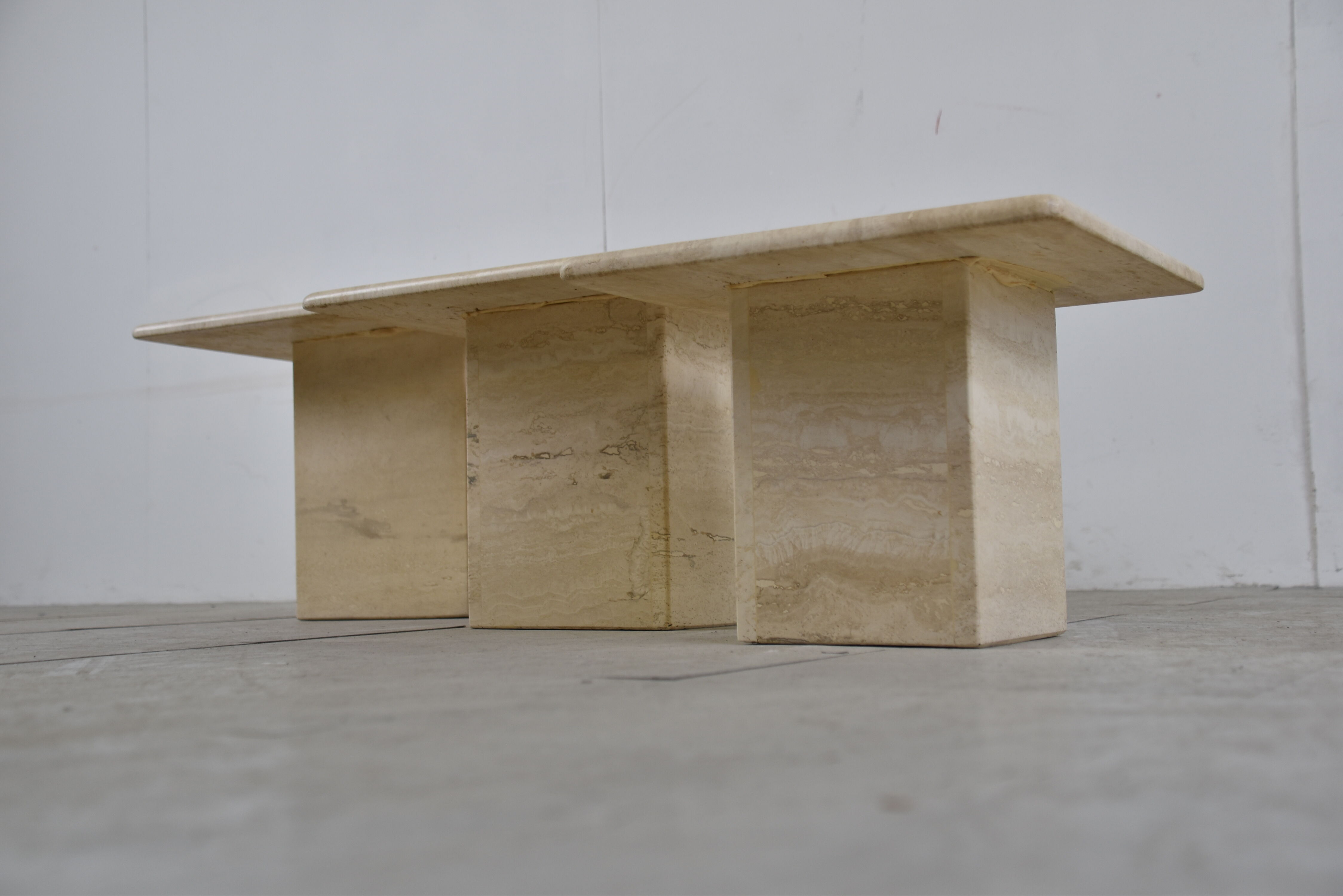 Vintage travertine nesting tables or side tables, 1970s