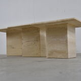 Tables gigognes d’appoint en travertin vintage, années 1970