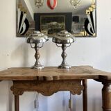Pair of Art Deco ELAU mushroom lamps with adjustable nickel-plated metal.