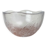 Large vintage Swedish glass bowl with floral decoration by Ann Wärff for Kosta Boda, 1970s.