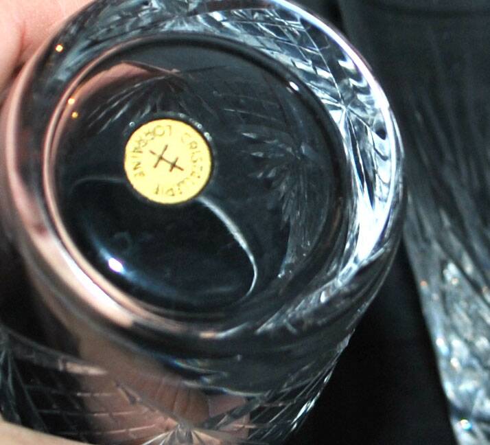 Set of 2 junon water juice glasses in cut crystal cristallerie lorraine lemberg