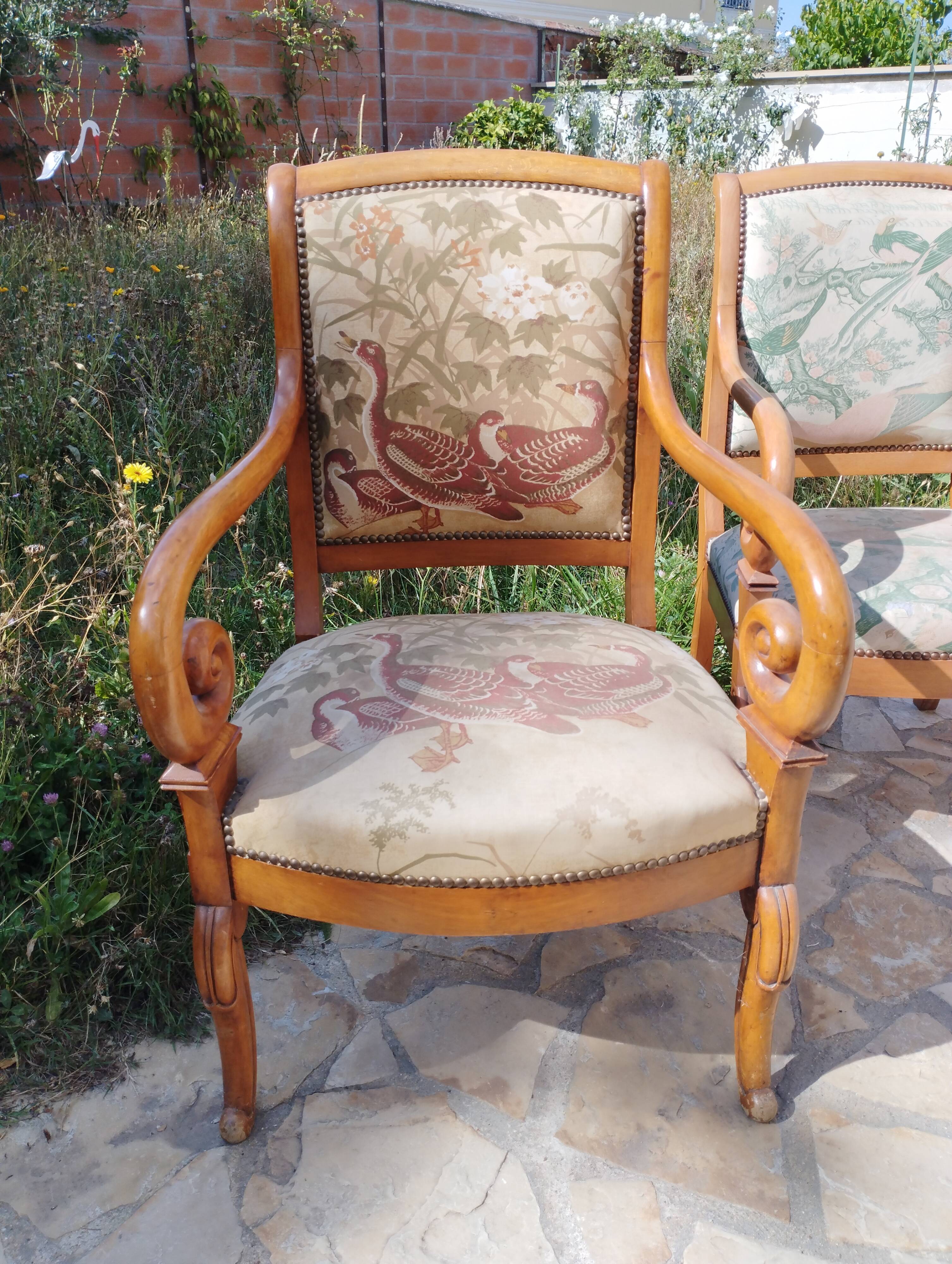 Three cross-back chairs in Restoration style.
