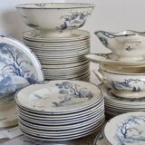 Table service 63 pieces Gien earthenware 19th century Marines model