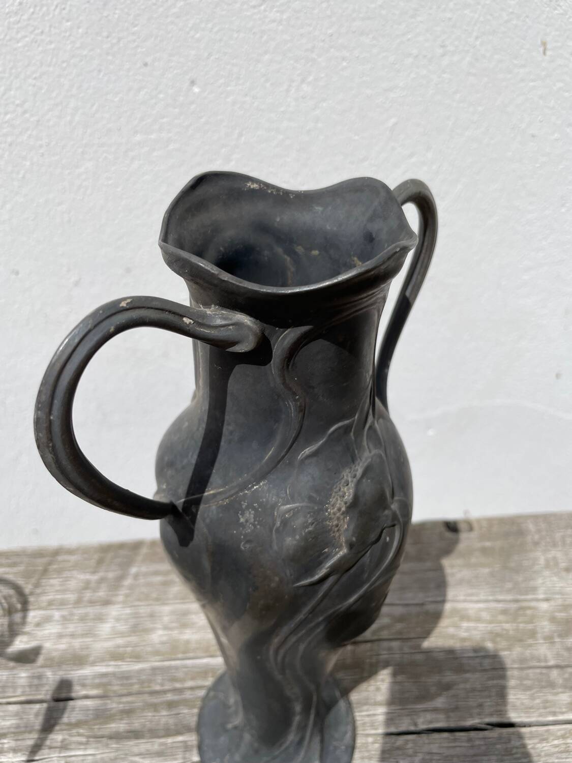 Art nouveau pewter vase 1900 signed