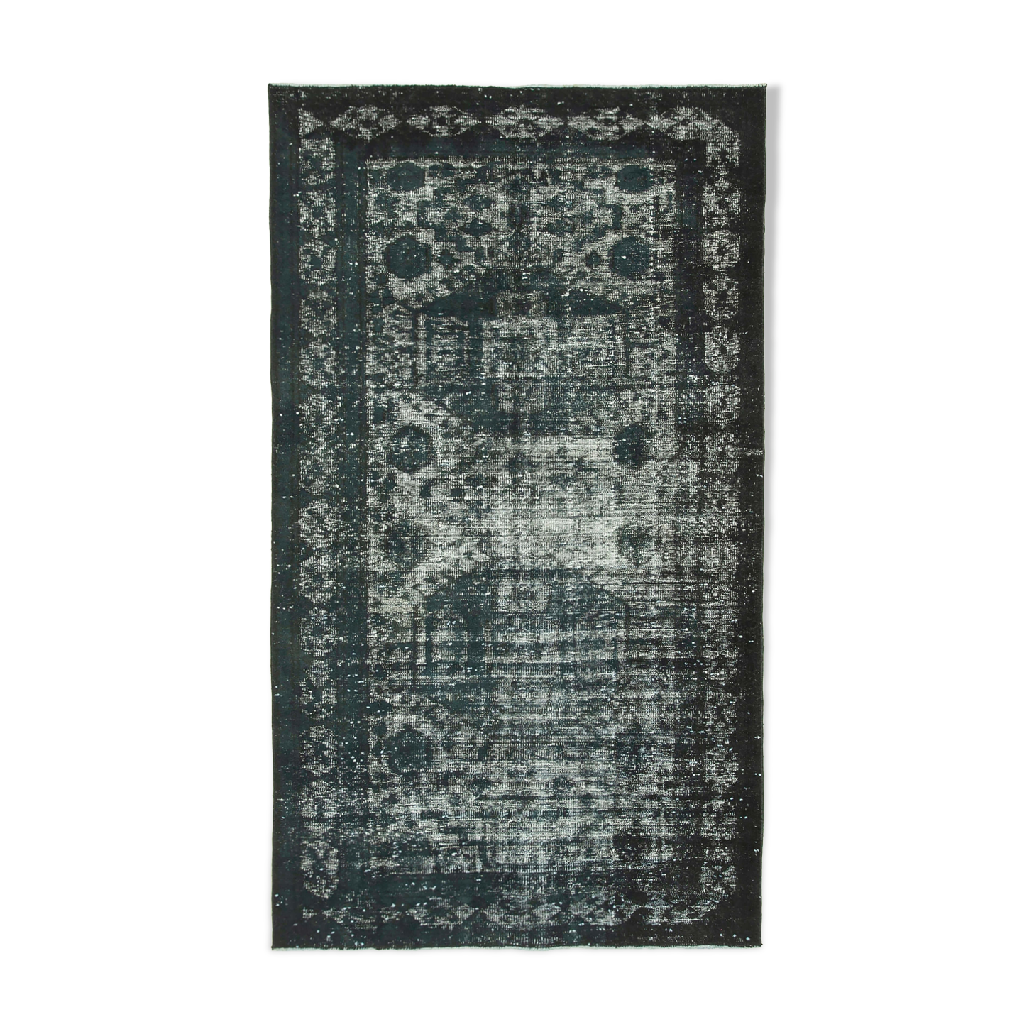 Hand-knotted contemporary oriental 1980s 158 cm x 276 cm black rug