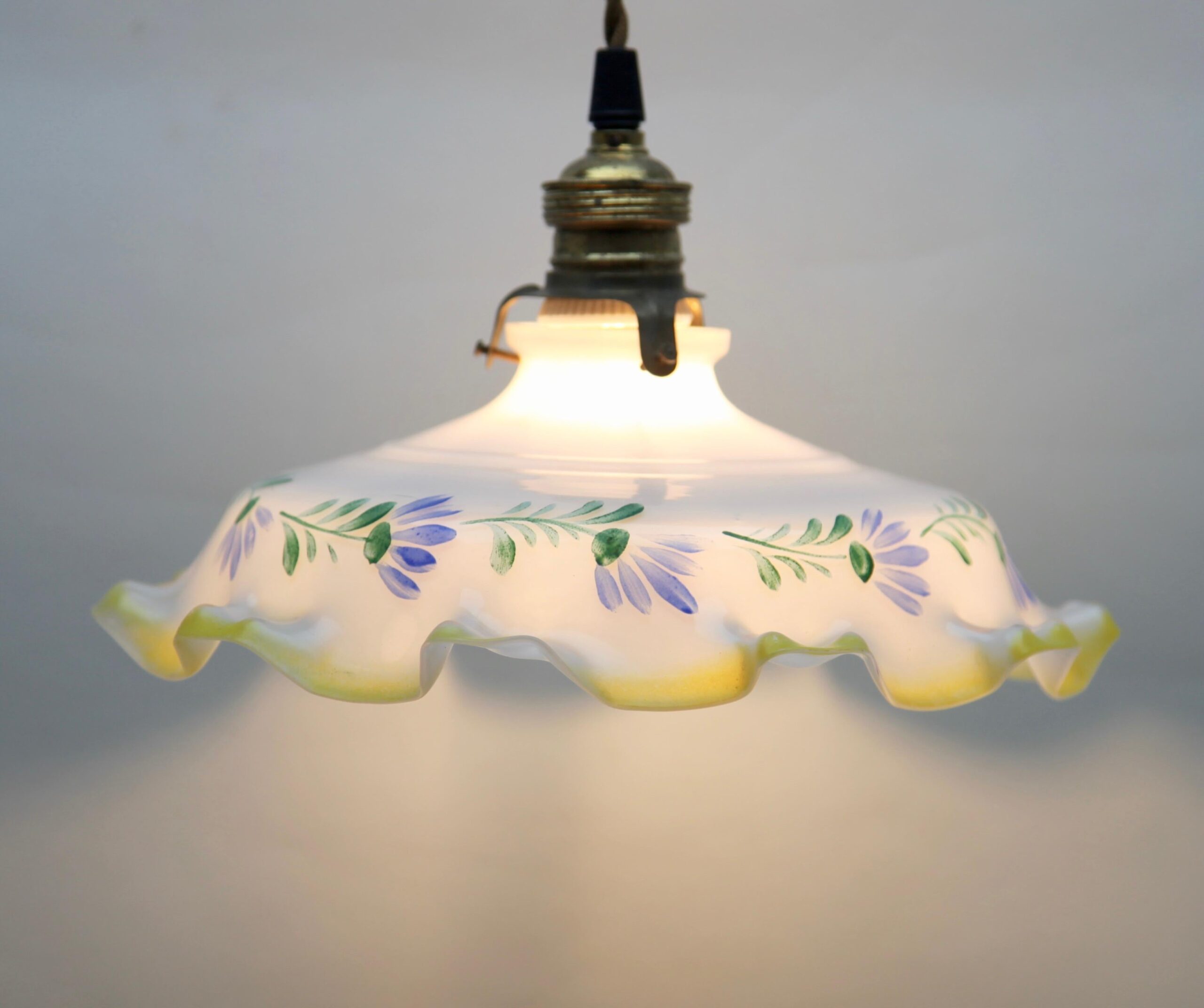 Art Deco Ceiling Lamp, Scailmont Belgium Glass Shade, 1930s