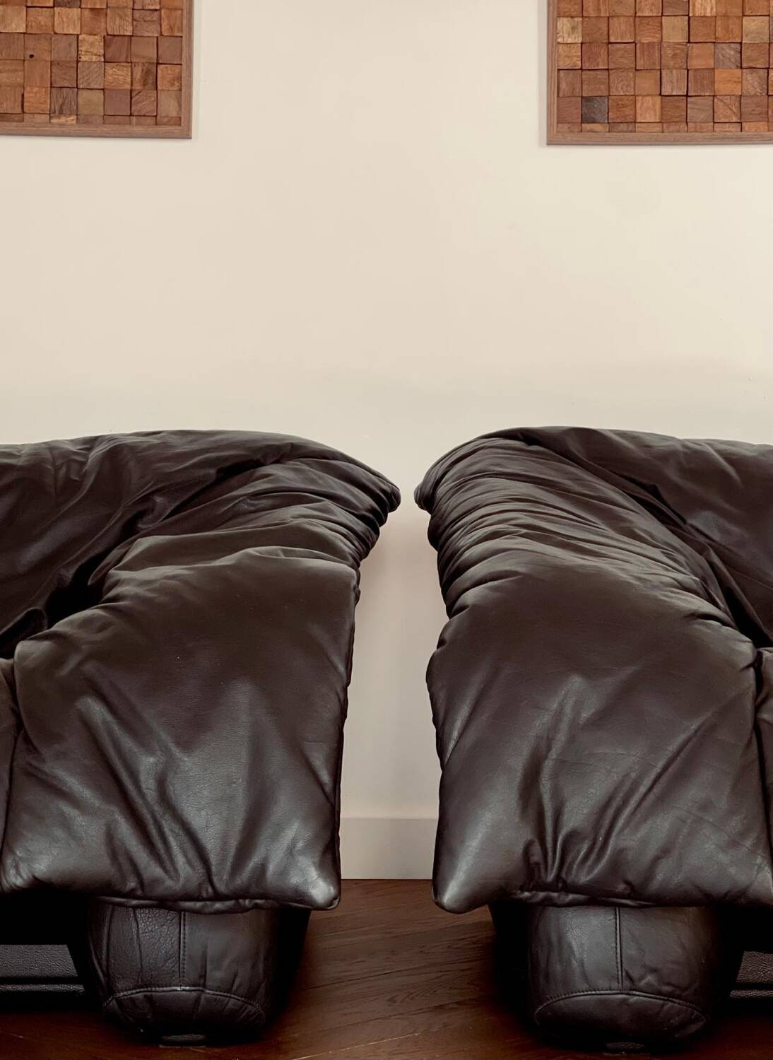 Pair of "Flou flou" Ligne Roset sofas by De Pas, D Urbino, Lomazzi vintage 80s