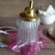 Lampe baladeuse en verre juponné vieux rose