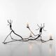 Set of tribal brutalist metal candle holders women