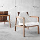 Pair of solid wooden armchairs 70