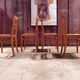 Set of 4 straw and wood chairs