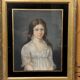 Old pastel portrait on canvas of a young noble, signed and dated 1899 on the back, gilt frame.