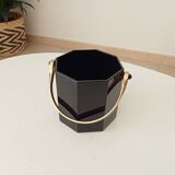 Art Deco ice bucket in black opaline and gilded brass