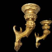 Pair of Gilded Wooden Wall Sconces, Mid-19th Century