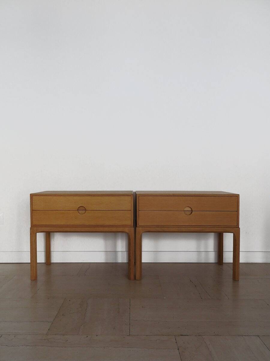Scandinavian Nightstands in Oak by Kai Kristiansen for Aksel Kjersgaard, 1960s, Set of 2