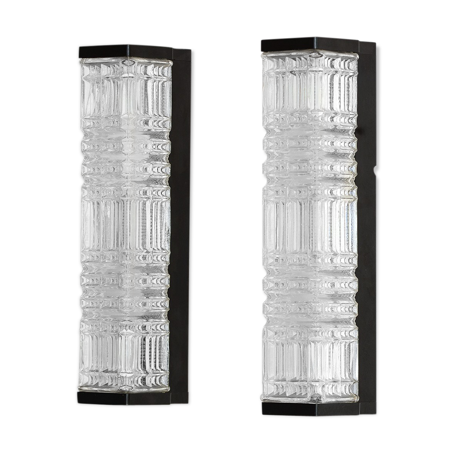 Pair of glass wall sconces by HoSo, Germany 1970s