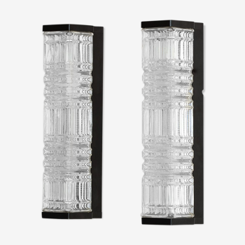 Pair of glass wall sconces by HoSo, Germany 1970s