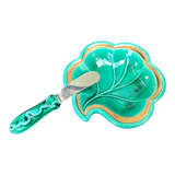 Verceram butter dish in the shape of a leaf, with its knife